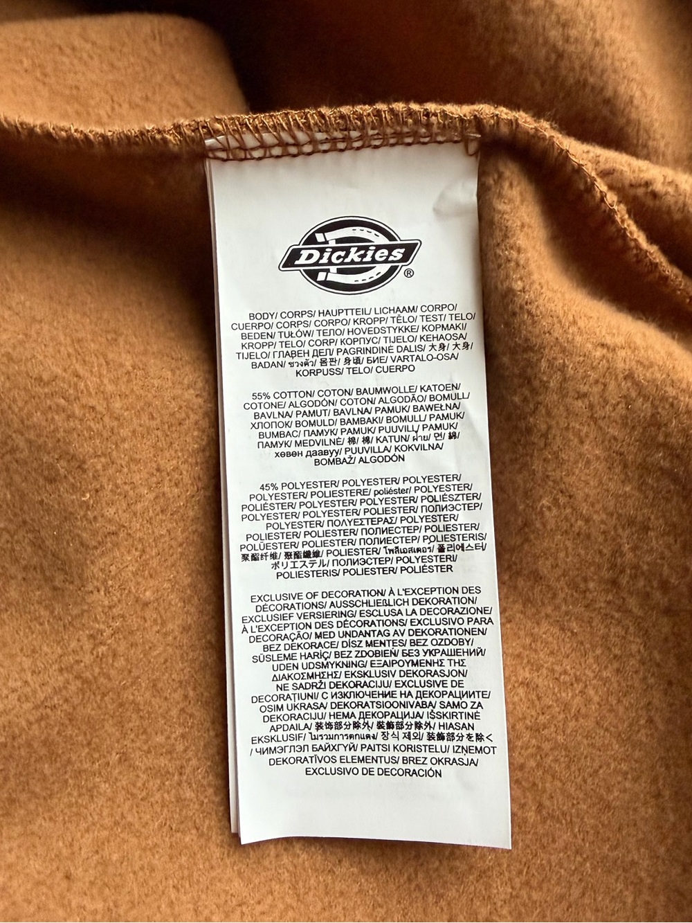 Dickies Men’s Large Pullover Fleece Hoodie Brown Duck DWR Workwear - Picture 16 of 16